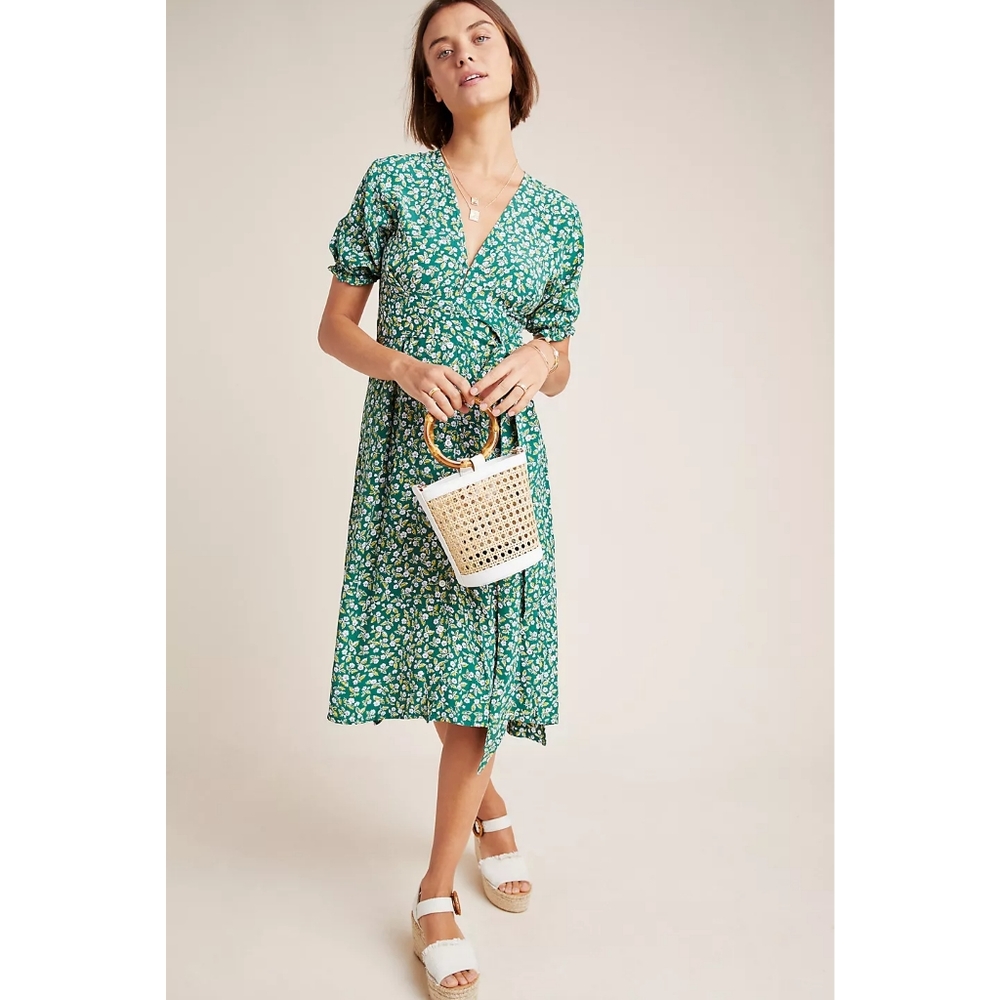 Faithfull The Brand Anthropologie Farah Midi Dress Green Floral 2